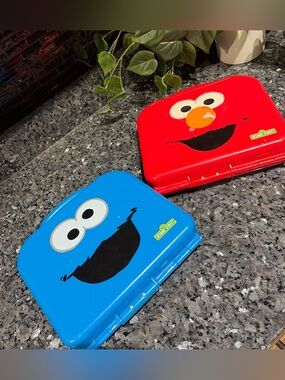 Hasbro Sesame Street Cookie Monster Elmo Carry Case set/2 ABC and 123 2015